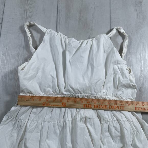 Anthropologie Forever That Girl Medium Tiered Ruched Back Bow Dress White - Picture 12 of 12